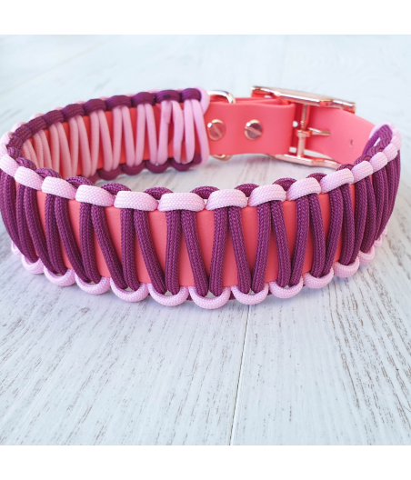 Collier NALA rose corde pastel rose pourpre