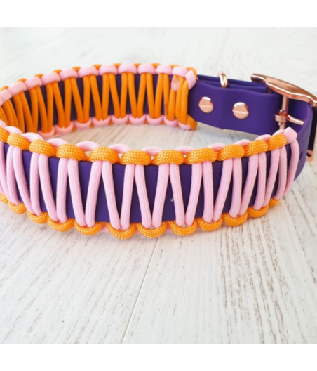 Collier NALA violet corde orange rose