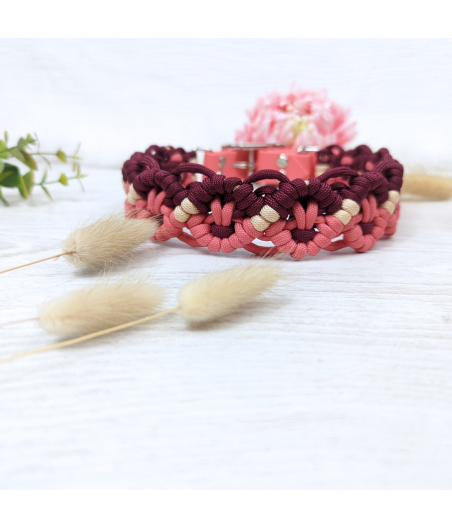Collier Mélodie bordeaux rose crème