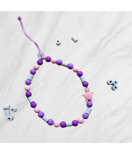 Anti-tique Yona violet et rose avec perles tortue