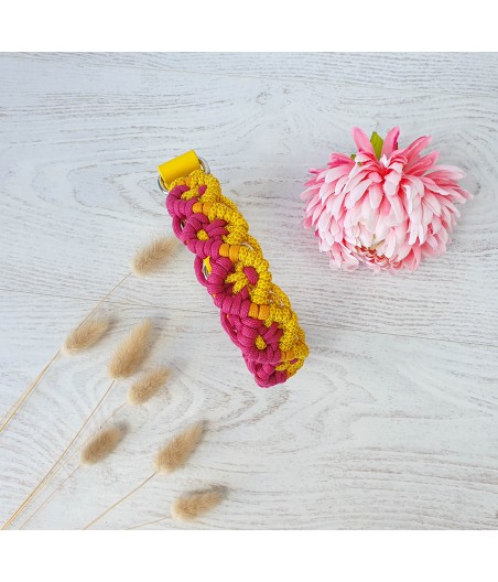 Collier paracorde Mélodie rose et jaune