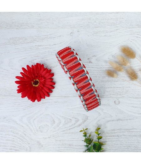 Collier NALA gris et rouge