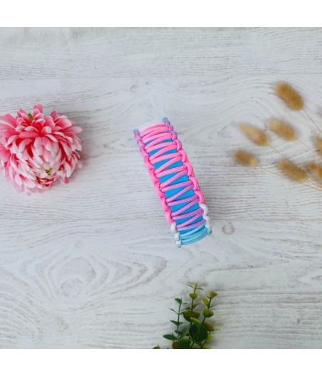 Collier NALA bleu et corde rose bleu