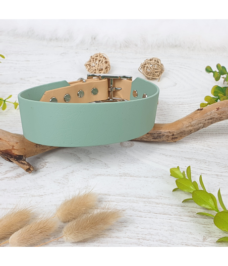 Collier biothane RAJAN vert guacamole et or