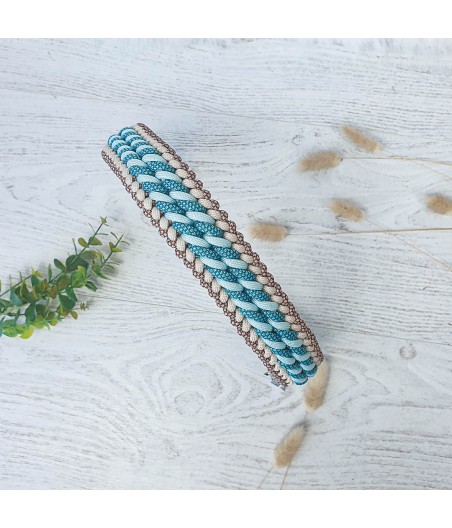 Collier paracorde KIBO bleu crème et marron