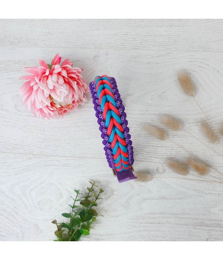 Collier paracorde NARU violet bleu rose