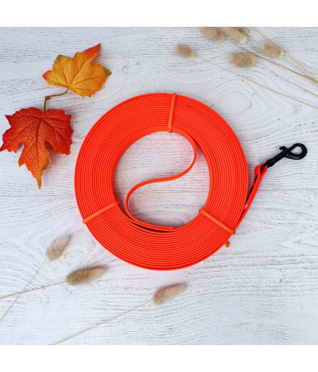 Longe orange fluo résistante et imperméable en sangle enduite