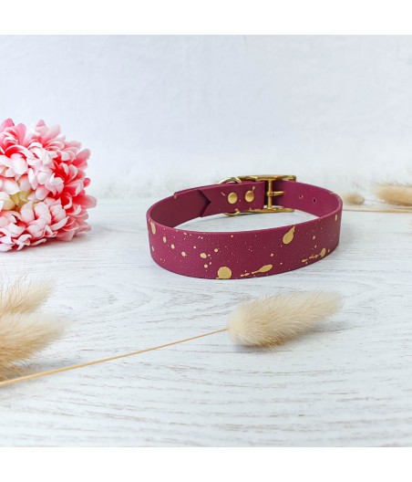 Collier biothane ASTON bordeaux or