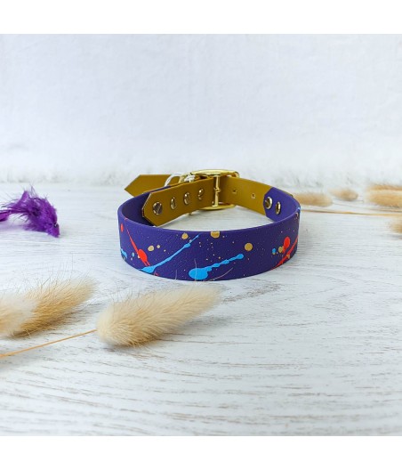 Collier biothane ASTON violet et doré