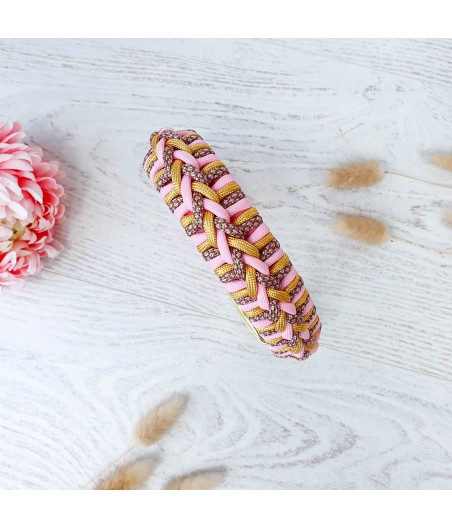 Collier biothane paracorde ATLAS rose et or