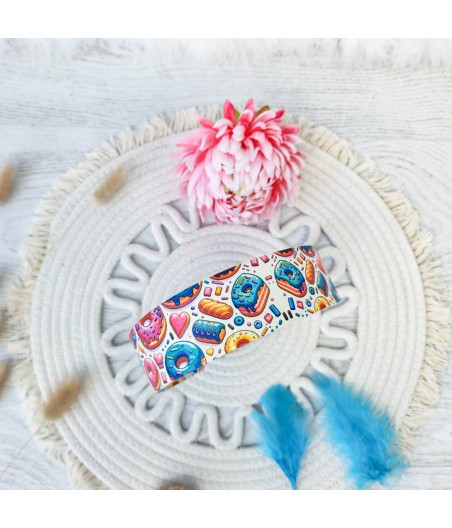 Collier biothane RAJAN bleu donut kawaï 38mm
