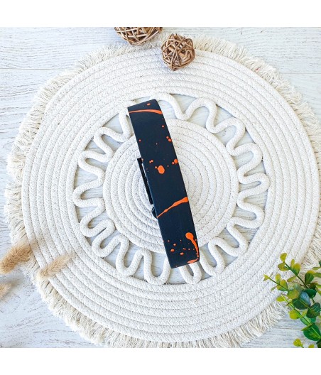 Collier biothane ASTON noir - orange