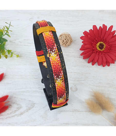 Collier NASKA noir rouge doré